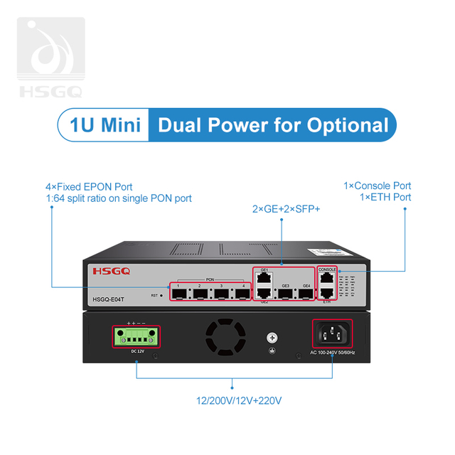 Modem 4 Port EPON OLT untuk Router WiFi