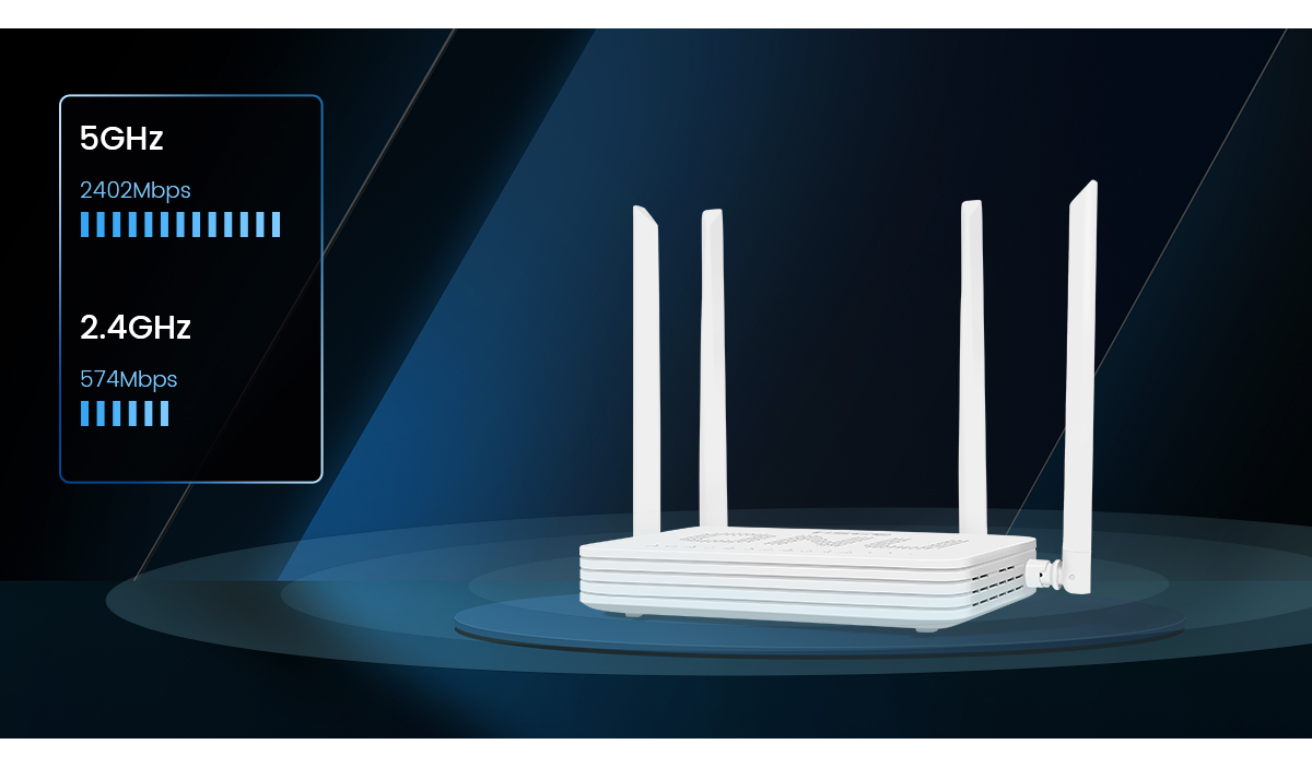 Kinerja nirkabel AX3000 dual-band WiFi 6 ONU